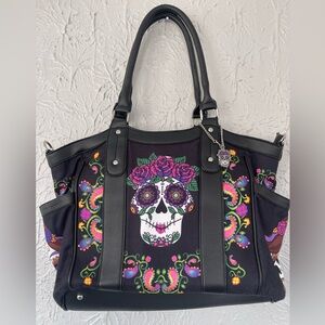 The Bradford Exchange Sweet Spirits Shoulder Tote With Sugar Skull Artistry